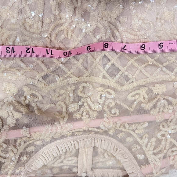 Mac Duggal Cream Long Sleeve Lace Dress 9142 Nude 2 - Picture 3 of 11